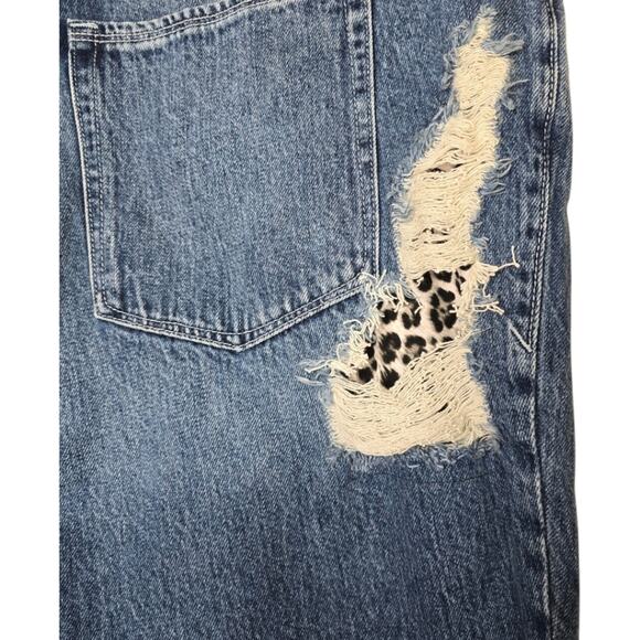 Good American‎ Good Vintage Distressed Jeans Leopard Print Detailing Size 16 - Picture 5 of 15